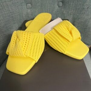 Vince Camuto Yellow Knit Slide Sandals